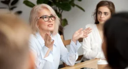 woman speaking to a group of people